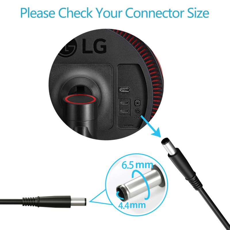 VHBW Replacment for LG Monitor Power Cord 19V DC Power Supply for LG Electronics 27" 24" 23" 22" 20" 19" LCD LED HD TV Monitor Widescreen Power Adapter Cord - Image 4